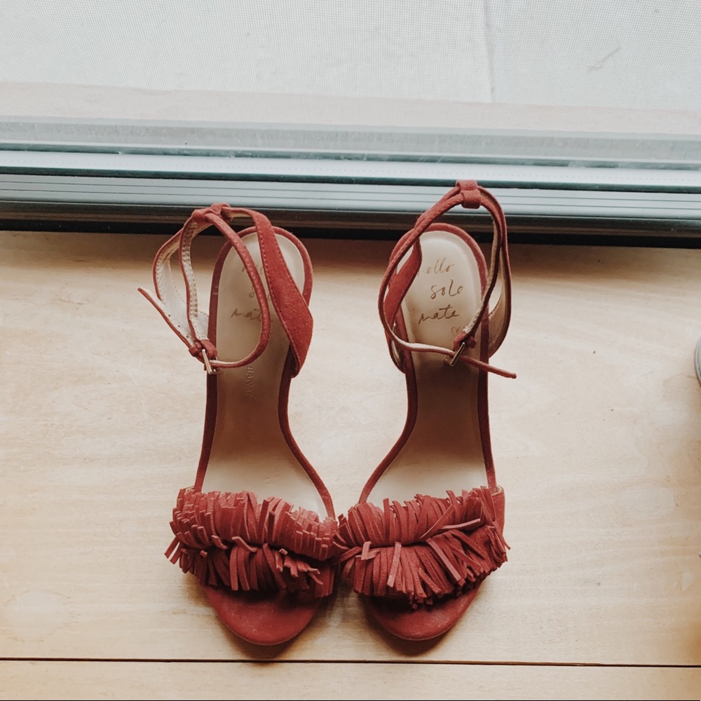 Banana Republic Honey Suede Fringe Heels